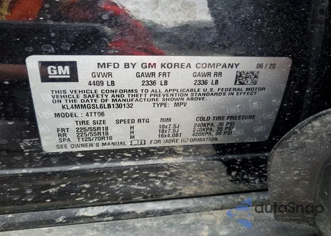 2020 Buick Encore Gx Essence z USA, uszkodzony, nr VIN KL4MMGSL6LB130132